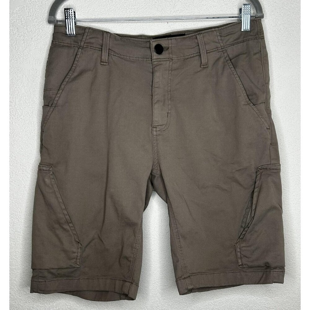 DU/ER Shorts Mens 31 Tan Live Free Adventure Stretch Cargo Zip Pockets Hiking